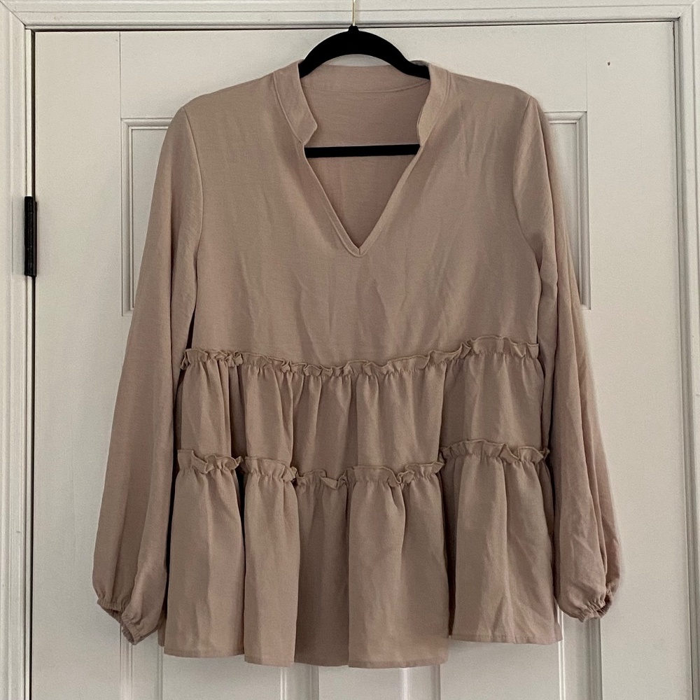 Maurices Tan Ruffle Blouse